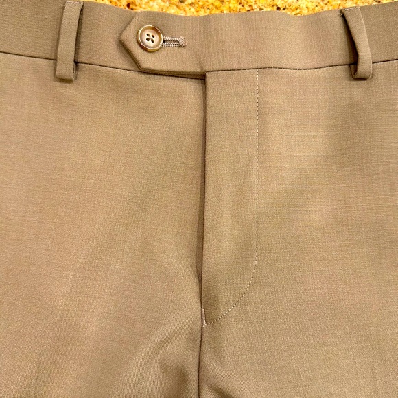 NORDSTROM FLAT FRONT DRESS KHAKI PANTS WITH TWO BUTTON CLOSURE BACK POCKETS - Picture 2 of 10